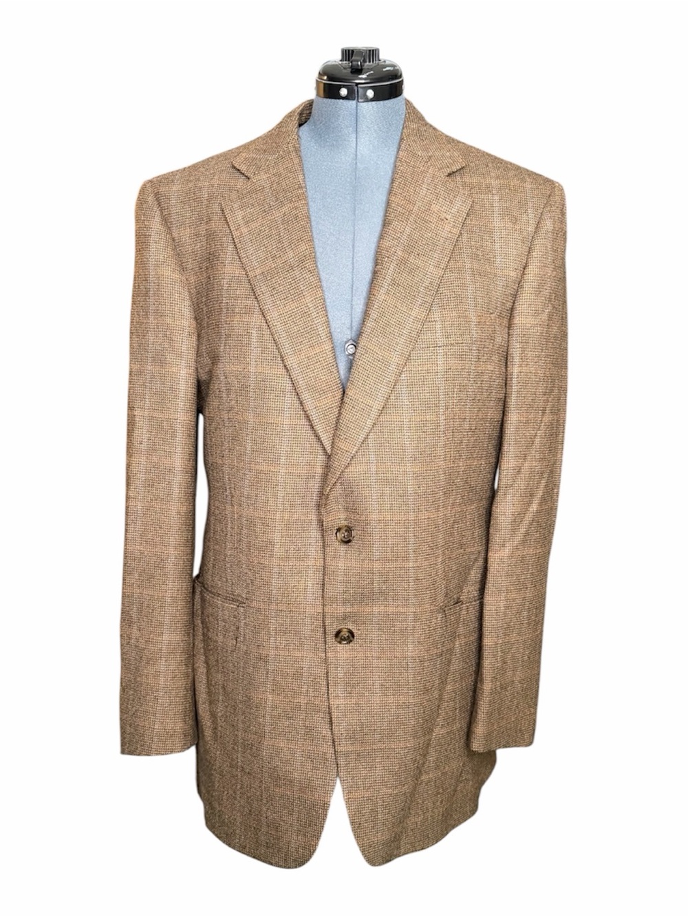 Burberry London Mens 100% Wool Sport Coat Blazer Tan Check Size 42L